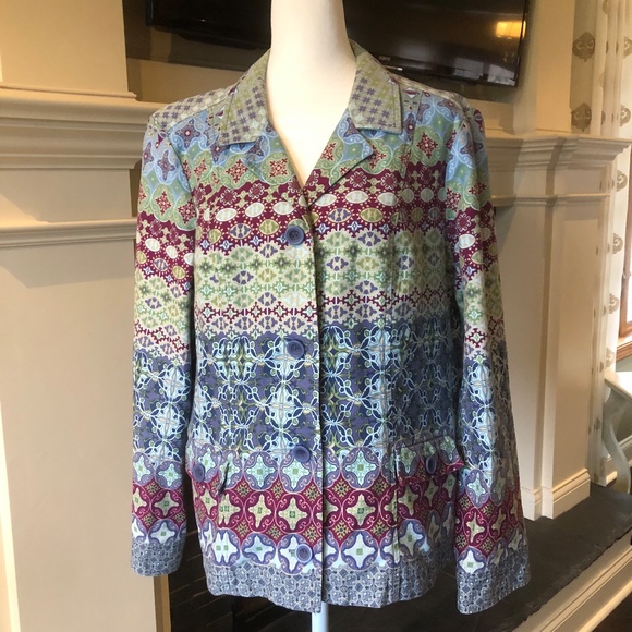Christopher and Banks Petite XL Button Down colorful Jacket - Picture 2 of 11